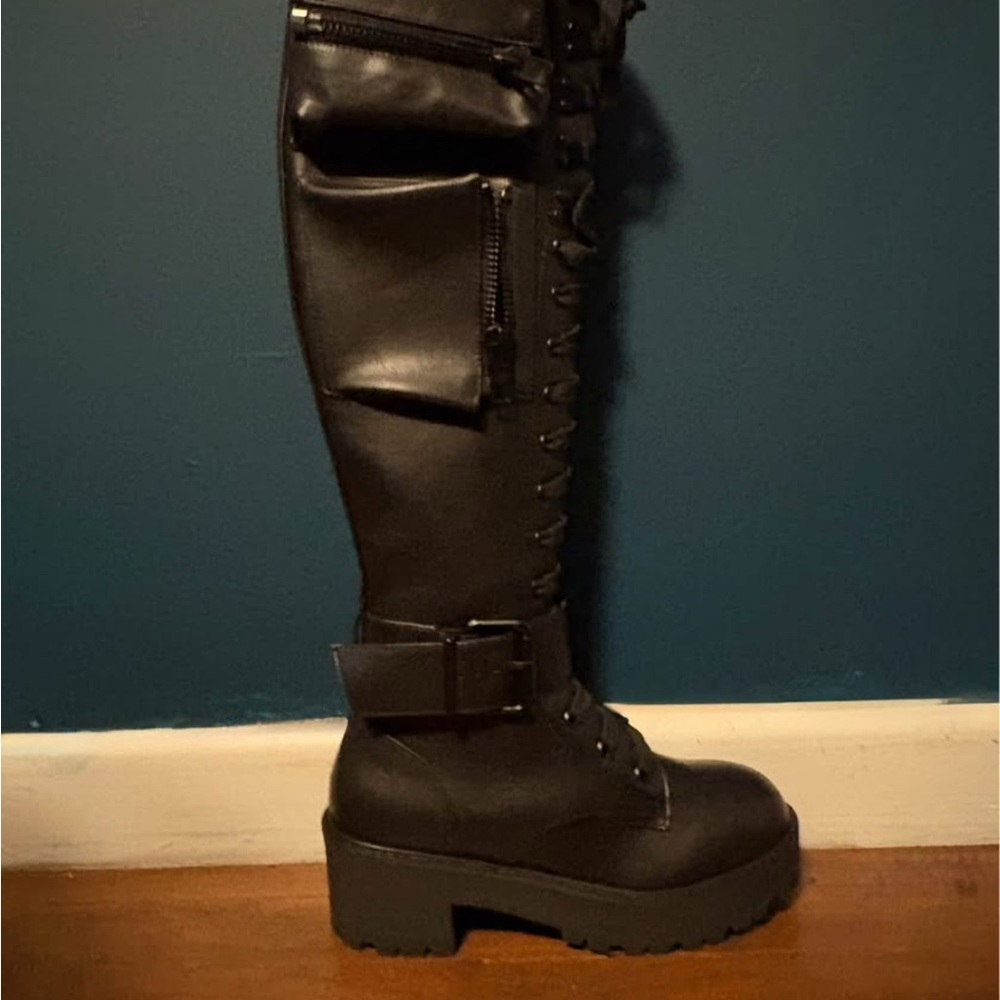 Dolls Kill Black Platform Combat Boots